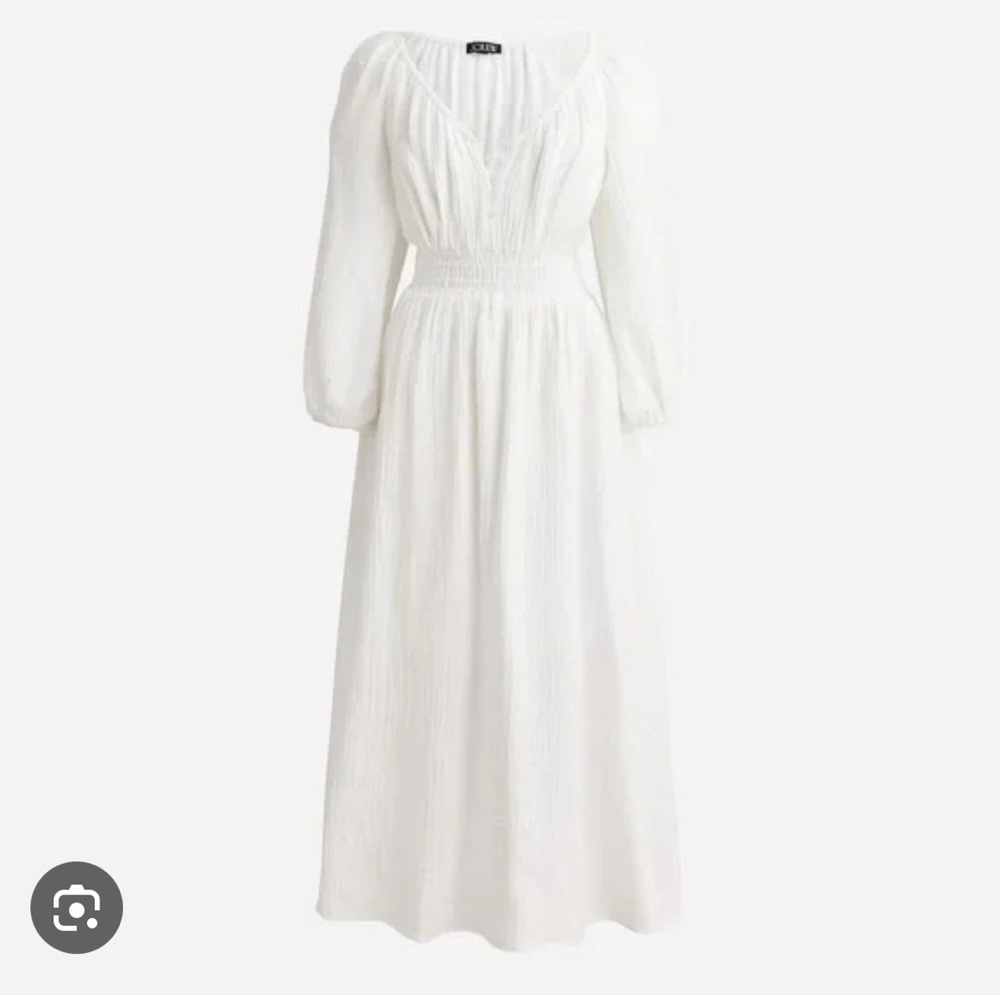 NWT J.Crew V-neck midi dress in soft gauze White Long Sleeve Midi Dress M - Picture 1 of 8
